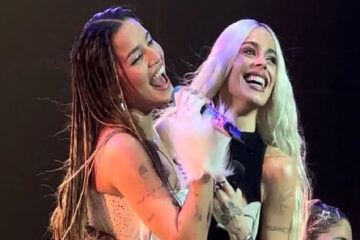 (Cantante entrerriana) Emilia Mernes invitó a Tini Stossel al escenario y cerraron su canción con un apasionado beso