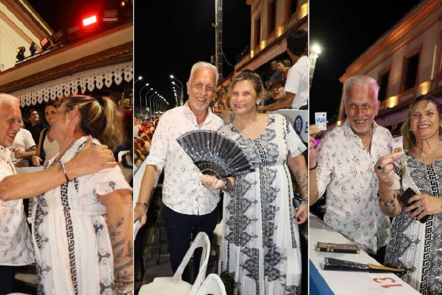 (En Entre Ríos) El divertido encuentro del padre de Wanda Nara y la madre de L-Gante en el Carnaval de Gualeguaychú: las fotos