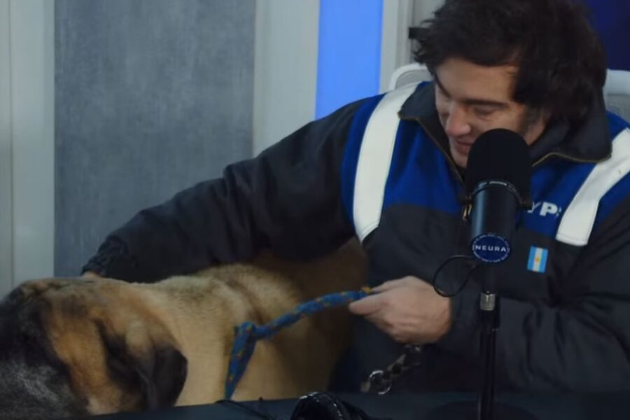 Javier Milei presenta a su perro Conan en una entrevista y anuncia donación de un millón para refugios de animales