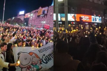 Residentes del Garrahan se movilizan con velas al Obelisco exigiendo un aumento formal en sus salarios