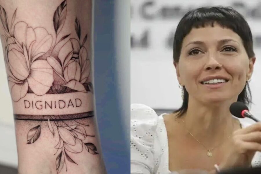 Mayra Mendoza se hace un tatuaje de flores en el tobillo en apoyo a Cristina Kirchner
