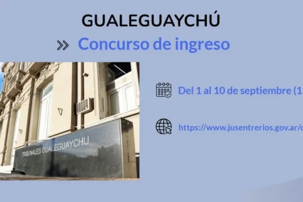 Gualeguaychú convoca a concurso público para el cargo de escribiente en el Poder Judicial
