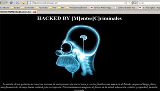 Hackearon la página web del gobierno provincial