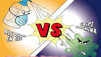El alcohol en gel no sirve contra la gripe A