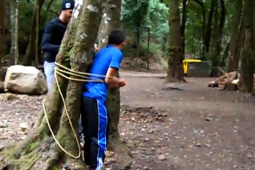 Le robaron el camión y lo ataron a un árbol