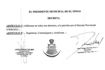 El Municipio adhirió al decreto provincial 808