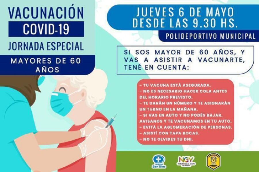 Jornada especial de vacunación a mayores de 60