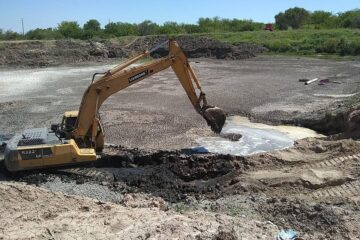 Tramo final de obra para tratamiento de efluentes cloacales