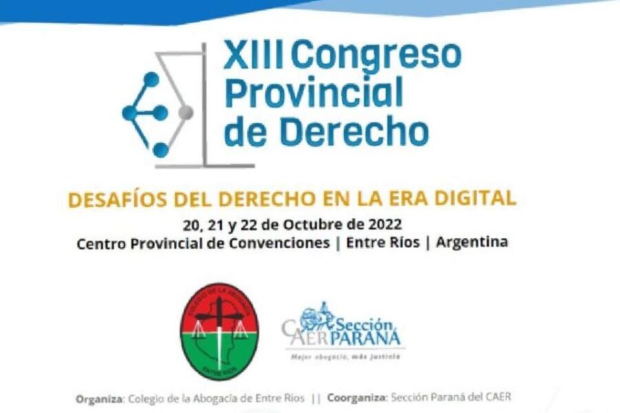 Paraná será sede del XIII Congreso Provincial de Derecho
