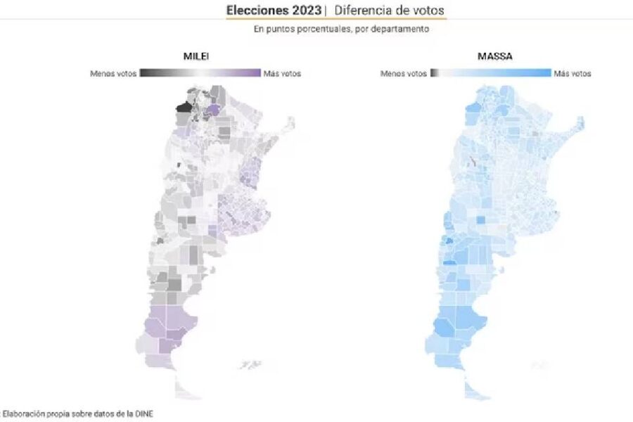 (Mención a localidades entrerrianas) Uno por uno, los municipios del país donde más votos pueden sumar Sergio Massa y Javier Milei