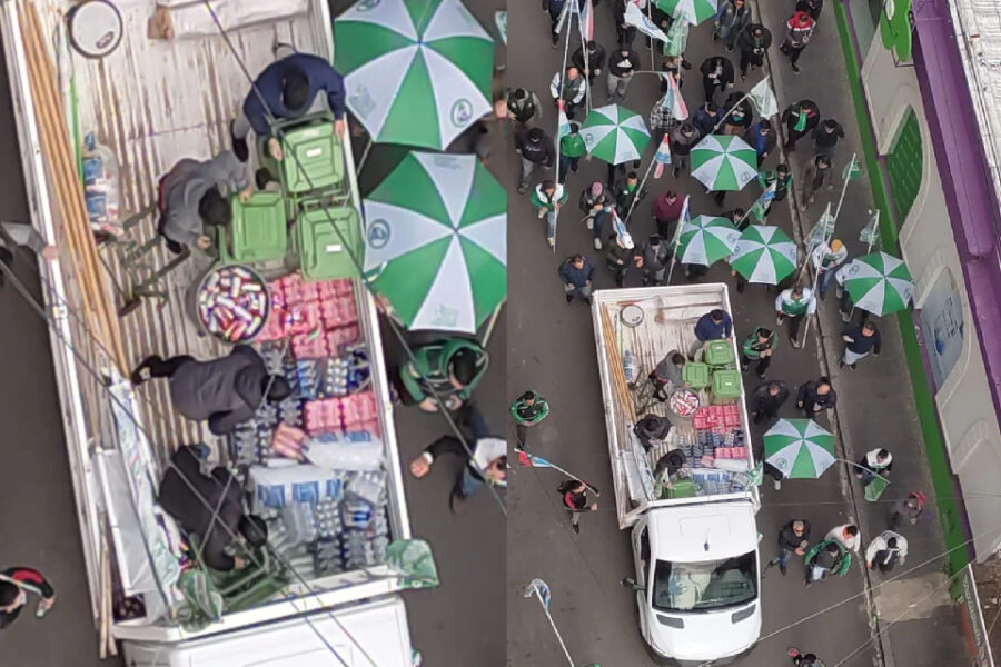 Repartieron cerveza en la marcha de los gremios